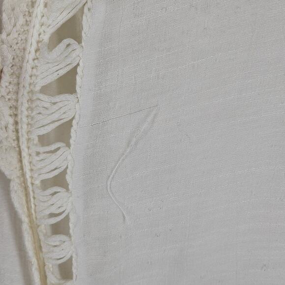 VIVID IMPORTERS WHITE CROCHET FRINGE COVER-UP CARDIGAN – SIZE L – BOHO STYLE - Picture 7 of 13